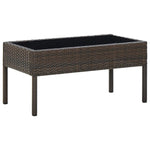 Outdoor Patio Poly Rattan Garden Coffee Table With Glass Top Balcony Tables - Bargainia.com - 