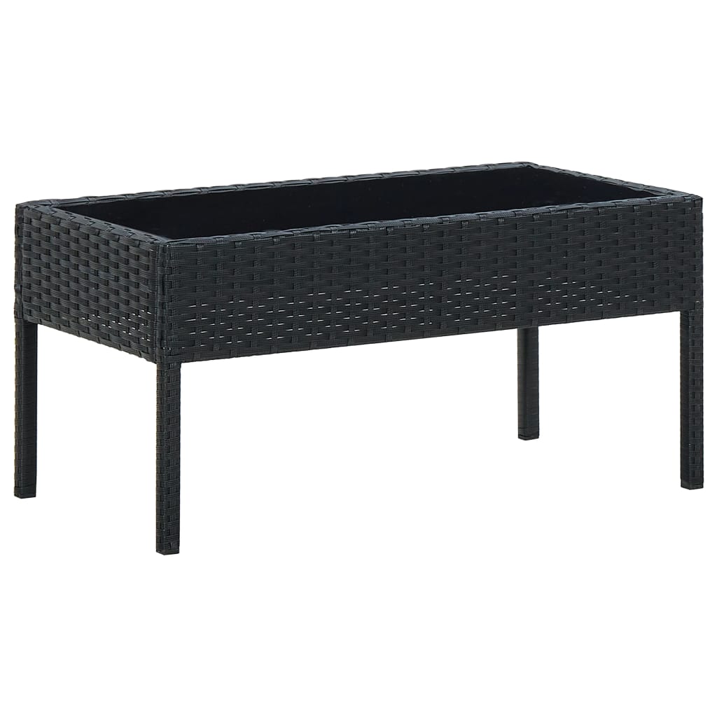 Outdoor Patio Poly Rattan Garden Coffee Table With Glass Top Balcony Tables - Bargainia.com - 