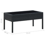 Outdoor Patio Poly Rattan Garden Coffee Table With Glass Top Balcony Tables - Bargainia.com - 