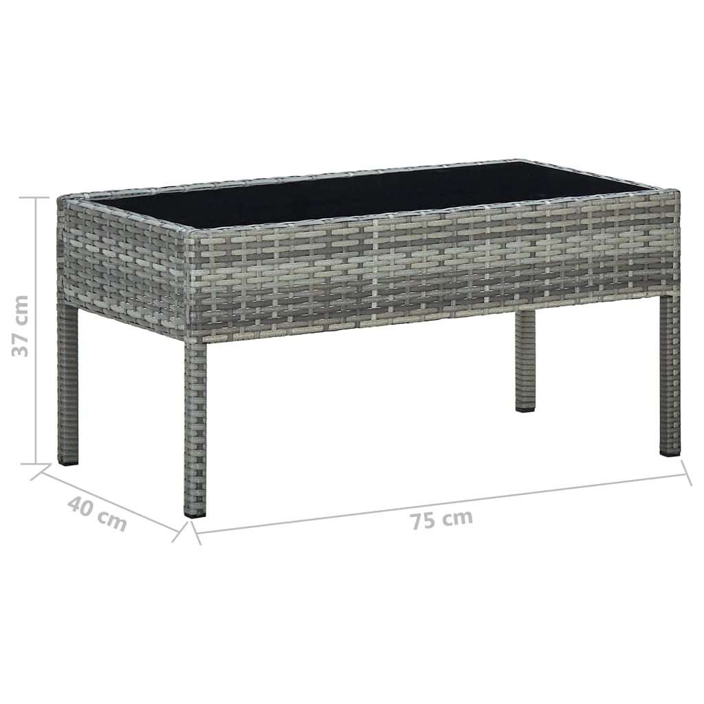 Outdoor Patio Poly Rattan Garden Coffee Table With Glass Top Balcony Tables - Bargainia.com - 8719883855899 - 45905