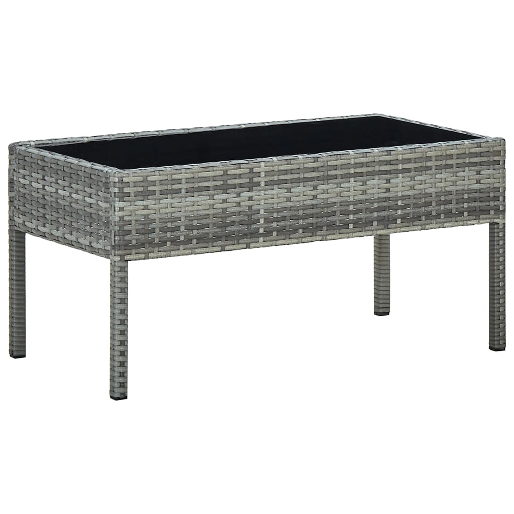 Outdoor Patio Poly Rattan Garden Coffee Table With Glass Top Balcony Tables - Bargainia.com - 8719883855899 - 45905