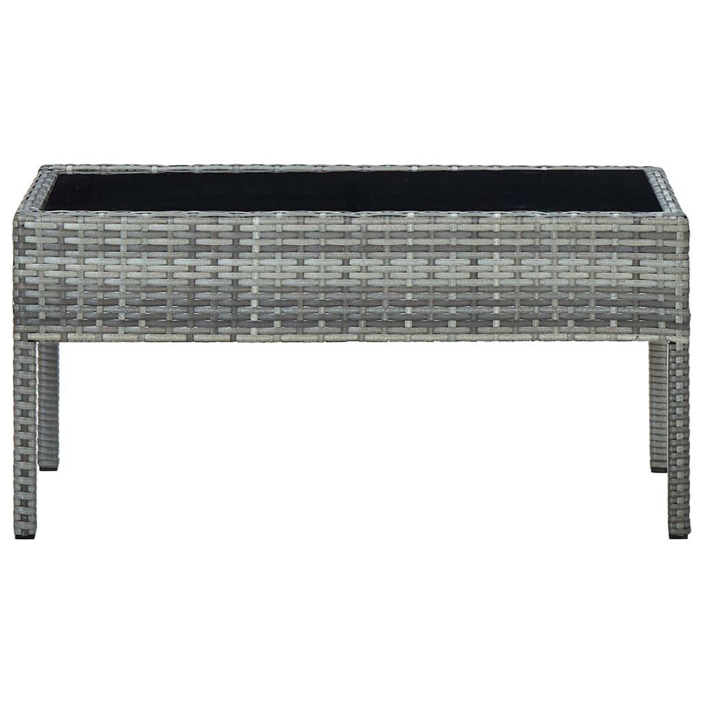 Outdoor Patio Poly Rattan Garden Coffee Table With Glass Top Balcony Tables - Bargainia.com - 