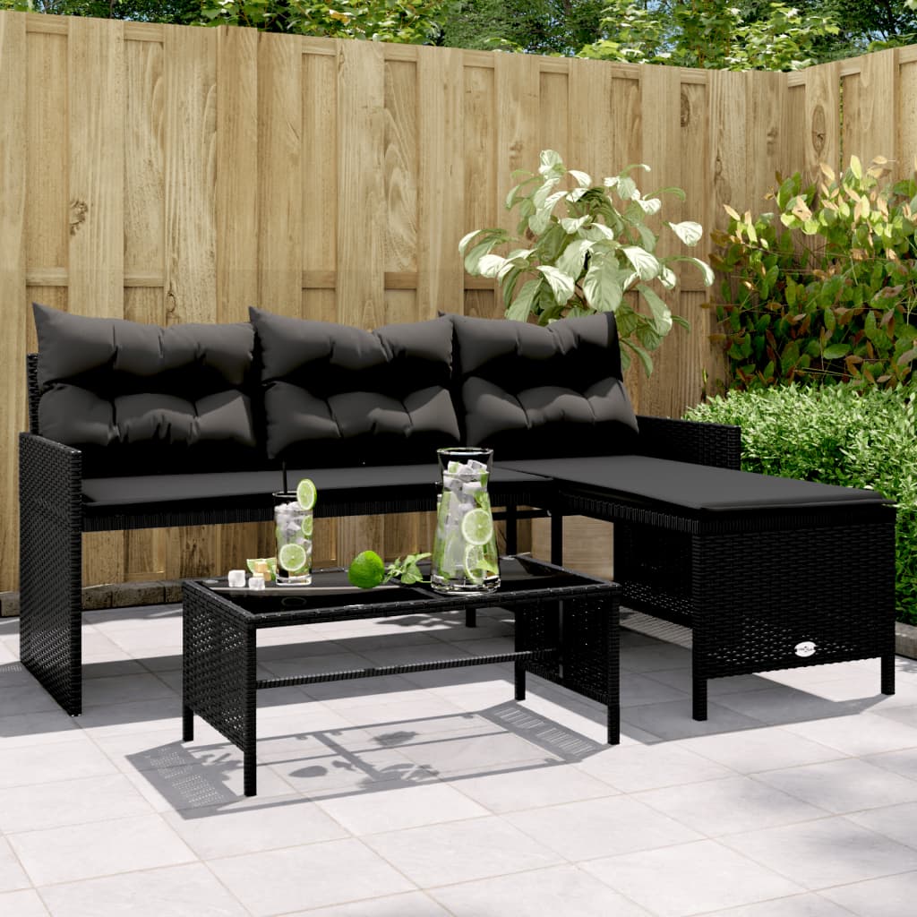 Outdoor Patio Poly Rattan Garden L - Shaped Corner Sofa Set With Cushions Table - Bargainia.com - 8721012309395 - 365571
