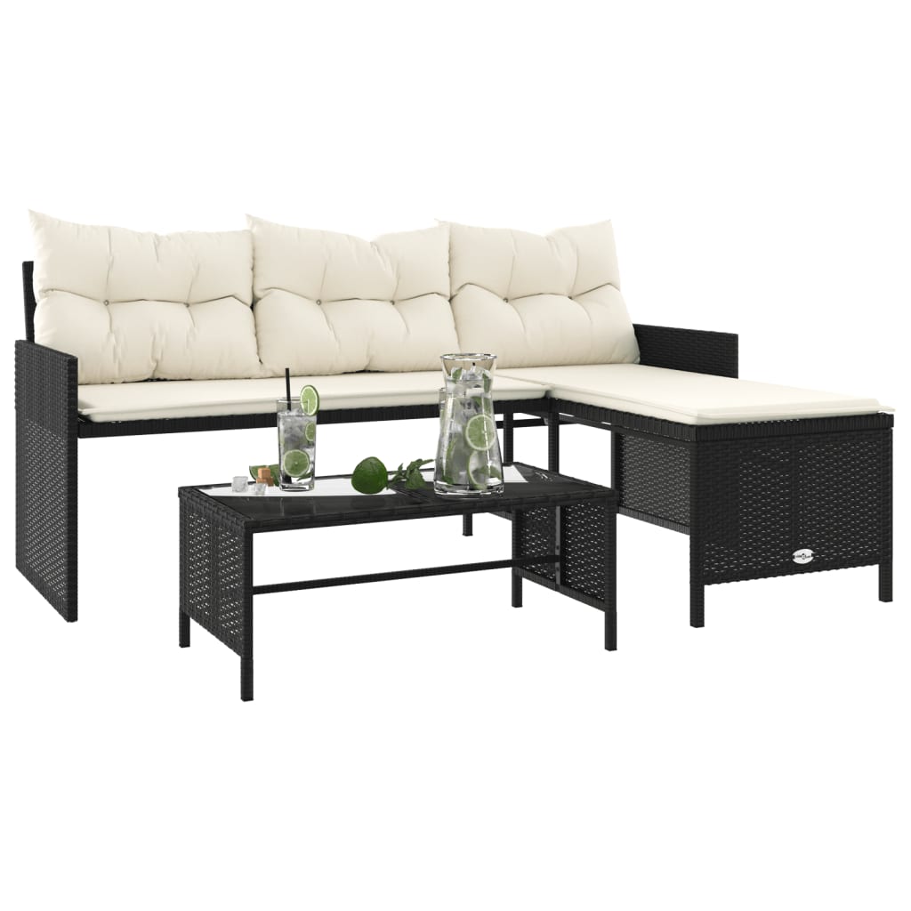 Outdoor Patio Poly Rattan Garden L - Shaped Corner Sofa Set With Cushions Table - Bargainia.com - 