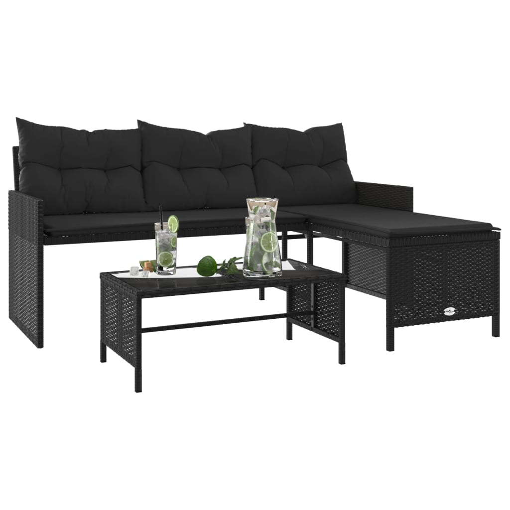Outdoor Patio Poly Rattan Garden L - Shaped Corner Sofa Set With Cushions Table - Bargainia.com - 