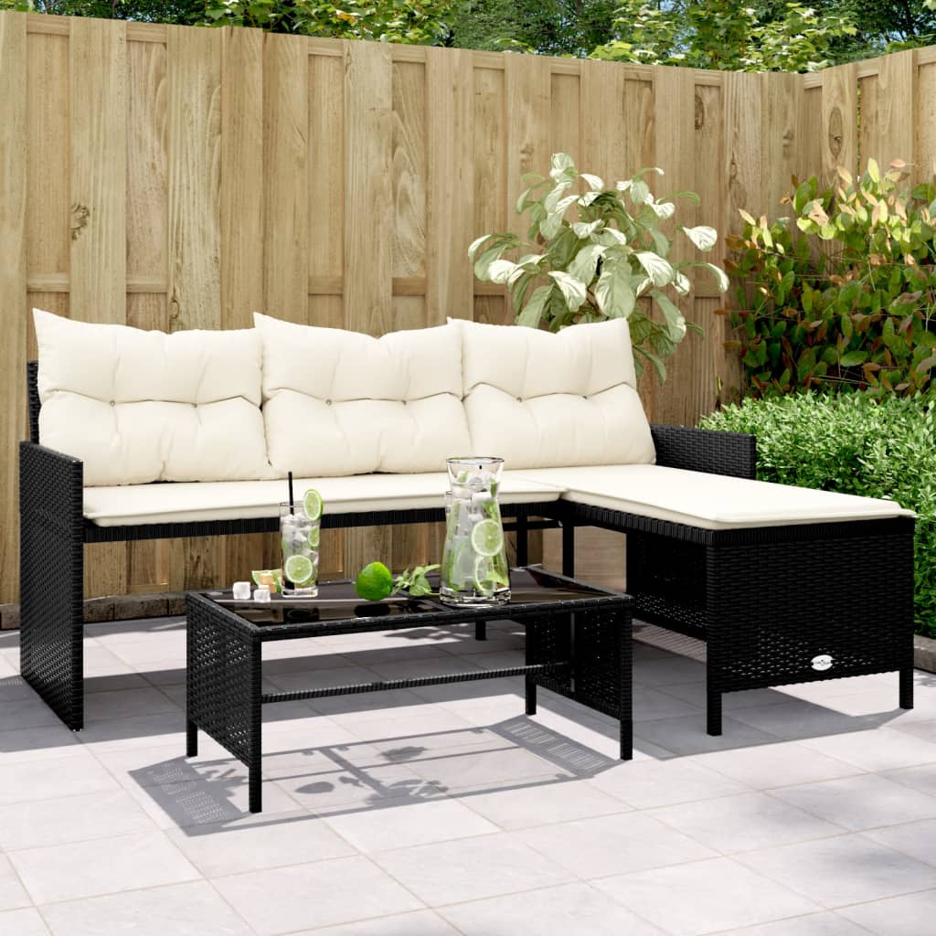 Outdoor Patio Poly Rattan Garden L - Shaped Corner Sofa Set With Cushions Table - Bargainia.com - 8721012309395 - 365571
