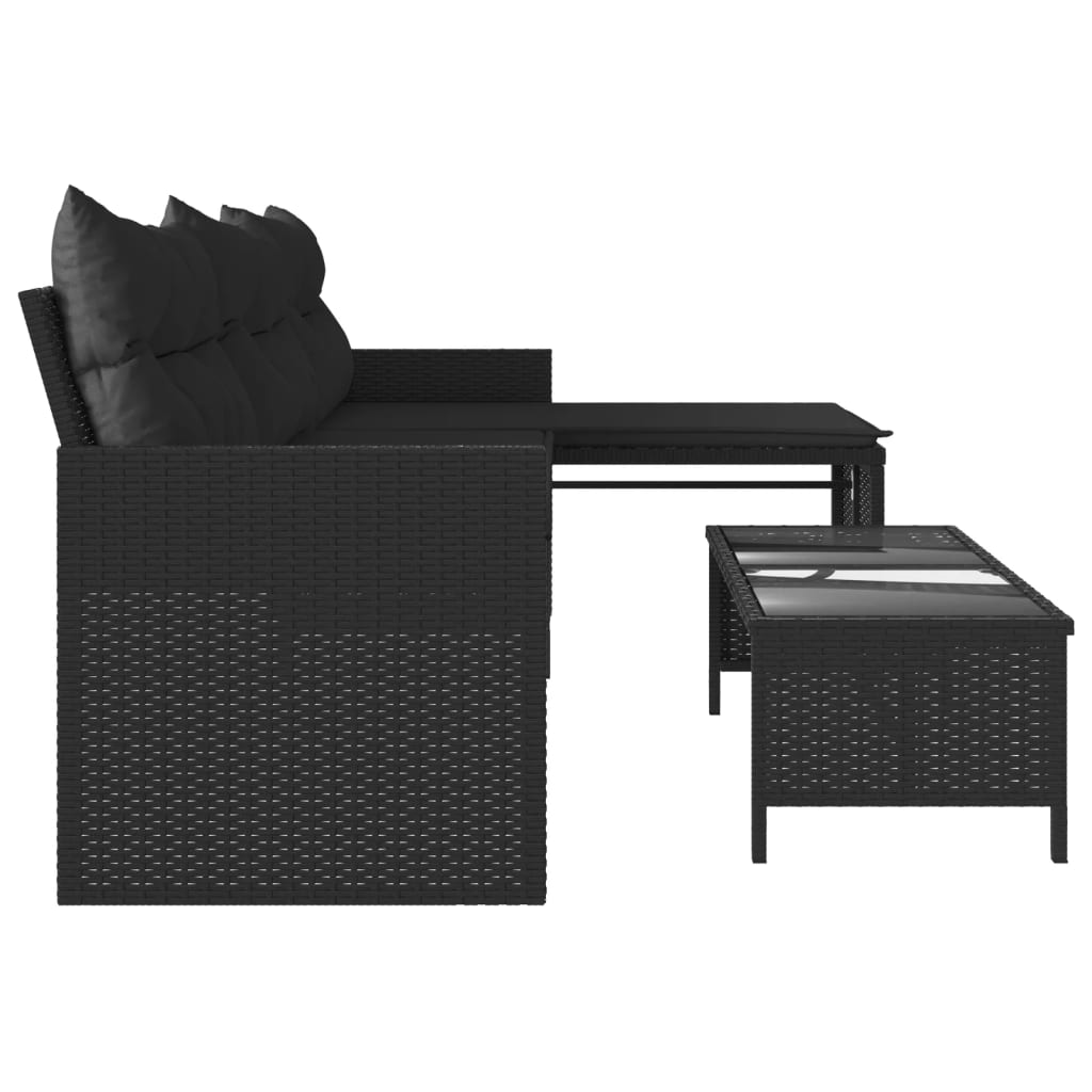 Outdoor Patio Poly Rattan Garden L - Shaped Corner Sofa Set With Cushions Table - Bargainia.com - 8721012309395 - 365571