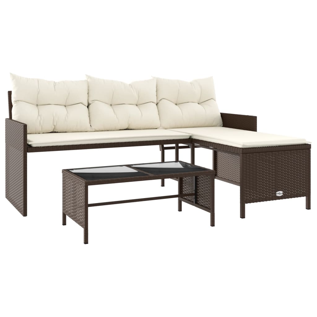 Outdoor Patio Poly Rattan Garden L - Shaped Corner Sofa Set With Cushions Table - Bargainia.com - 8721012309418 - 365573