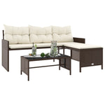 Outdoor Patio Poly Rattan Garden L - Shaped Corner Sofa Set With Cushions Table - Bargainia.com - 