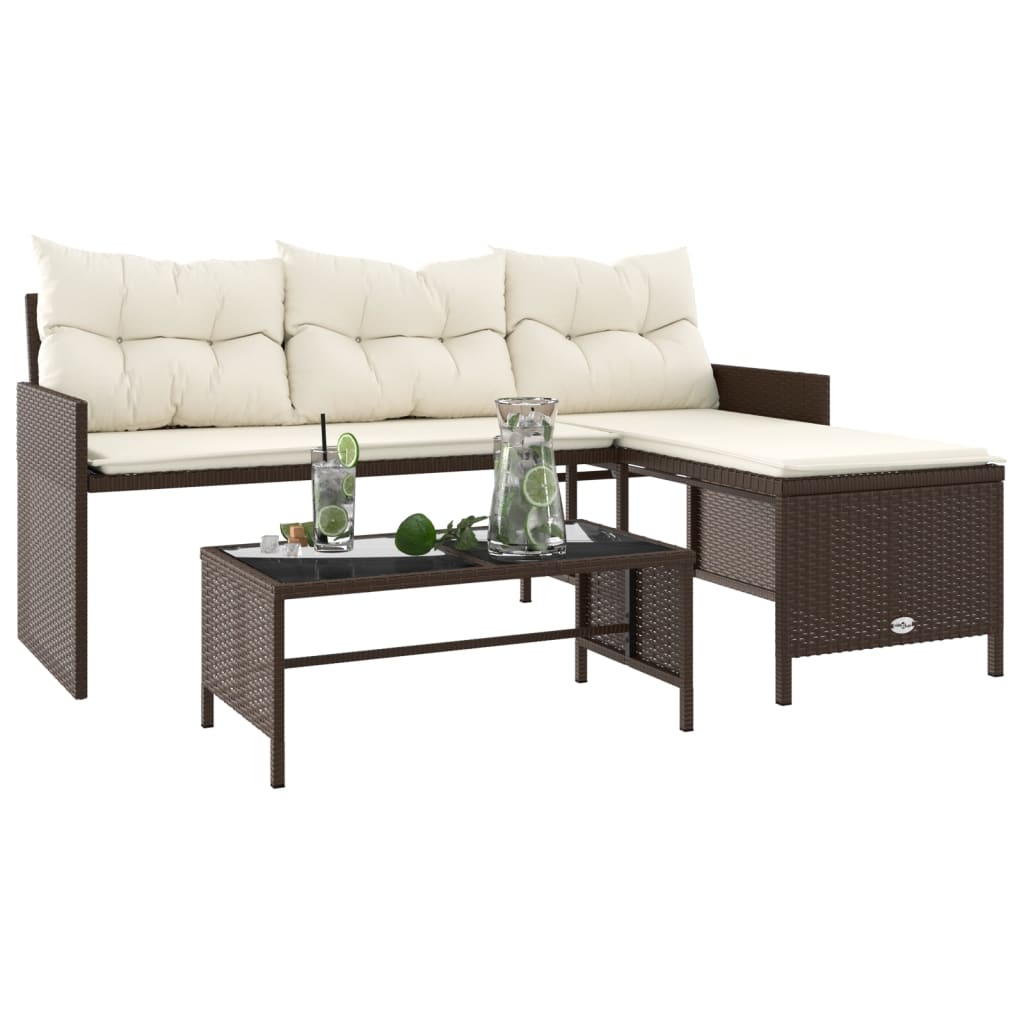 Outdoor Patio Poly Rattan Garden L - Shaped Corner Sofa Set With Cushions Table - Bargainia.com - 8721012309418 - 365573