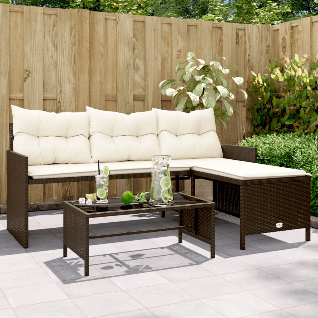 Outdoor Patio Poly Rattan Garden L - Shaped Corner Sofa Set With Cushions Table - Bargainia.com - 8721012309418 - 365573