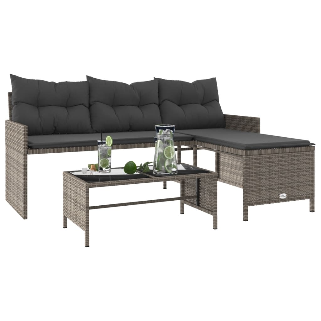 Outdoor Patio Poly Rattan Garden L - Shaped Corner Sofa Set With Cushions Table - Bargainia.com - 8721012309425 - 365574