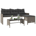 Outdoor Patio Poly Rattan Garden L - Shaped Corner Sofa Set With Cushions Table - Bargainia.com - 