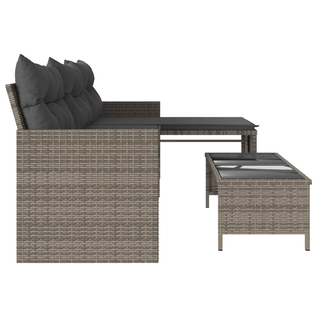 Outdoor Patio Poly Rattan Garden L - Shaped Corner Sofa Set With Cushions Table - Bargainia.com - 8721012309425 - 365574