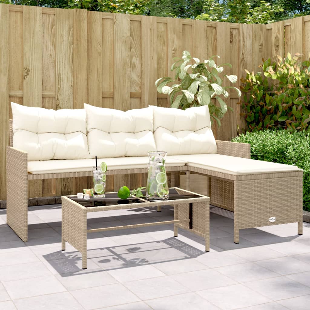 Outdoor Patio Poly Rattan Garden L - Shaped Corner Sofa Set With Cushions Table - Bargainia.com - 8721012309432 - 365575
