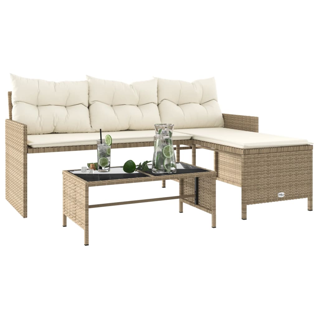Outdoor Patio Poly Rattan Garden L - Shaped Corner Sofa Set With Cushions Table - Bargainia.com - 8721012309432 - 365575