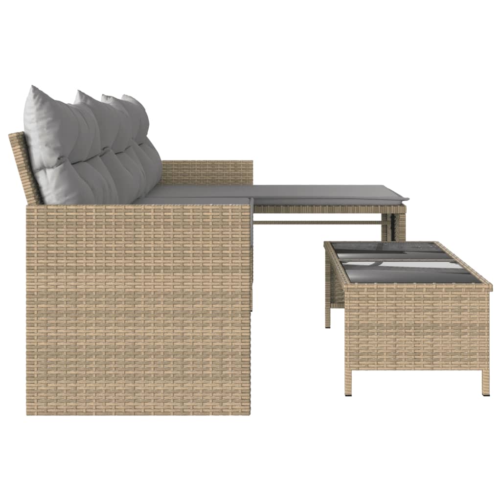 Outdoor Patio Poly Rattan Garden L - Shaped Corner Sofa Set With Cushions Table - Bargainia.com - 8721012309449 - 365576