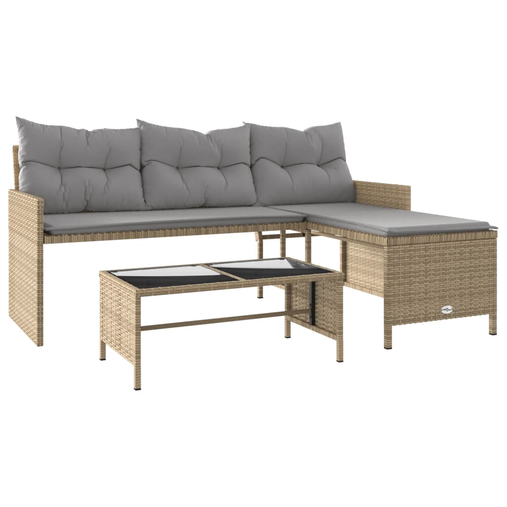 Outdoor Patio Poly Rattan Garden L - Shaped Corner Sofa Set With Cushions Table - Bargainia.com - 