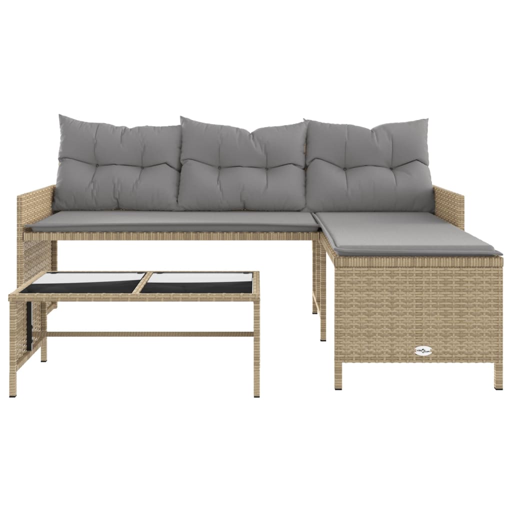 Outdoor Patio Poly Rattan Garden L - Shaped Corner Sofa Set With Cushions Table - Bargainia.com - 8721012309449 - 365576