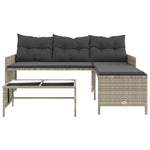 Outdoor Patio Poly Rattan Garden L - Shaped Corner Sofa Set With Cushions Table - Bargainia.com - 