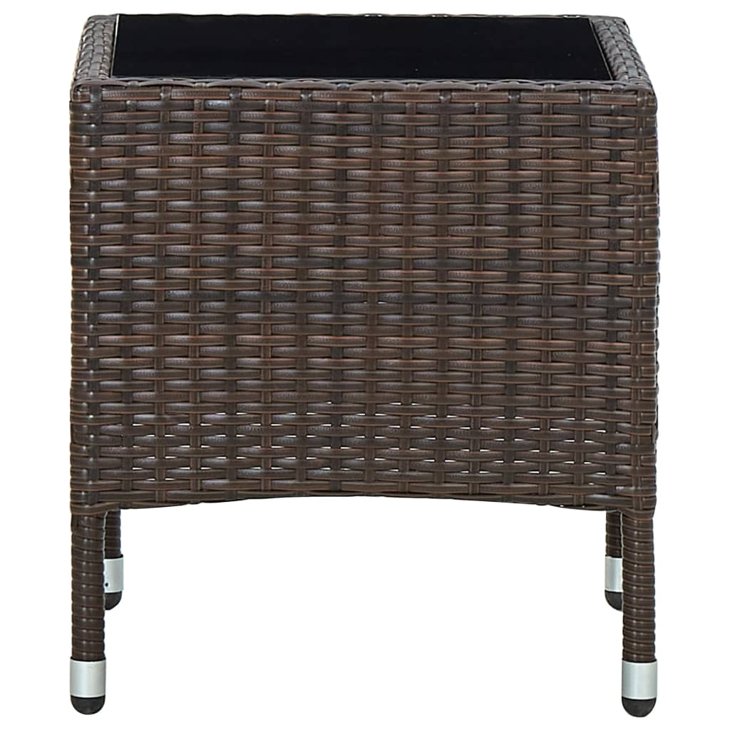 Outdoor Patio Poly Rattan Garden Side Coffee Table With Glass Top Outside Tables - Bargainia.com - 