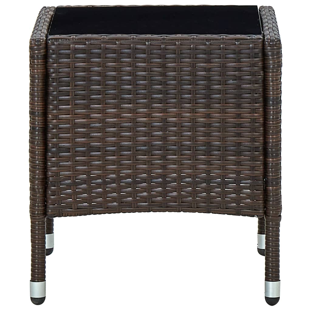 Outdoor Patio Poly Rattan Garden Side Coffee Table With Glass Top Outside Tables - Bargainia.com - 8719883855844 - 45900