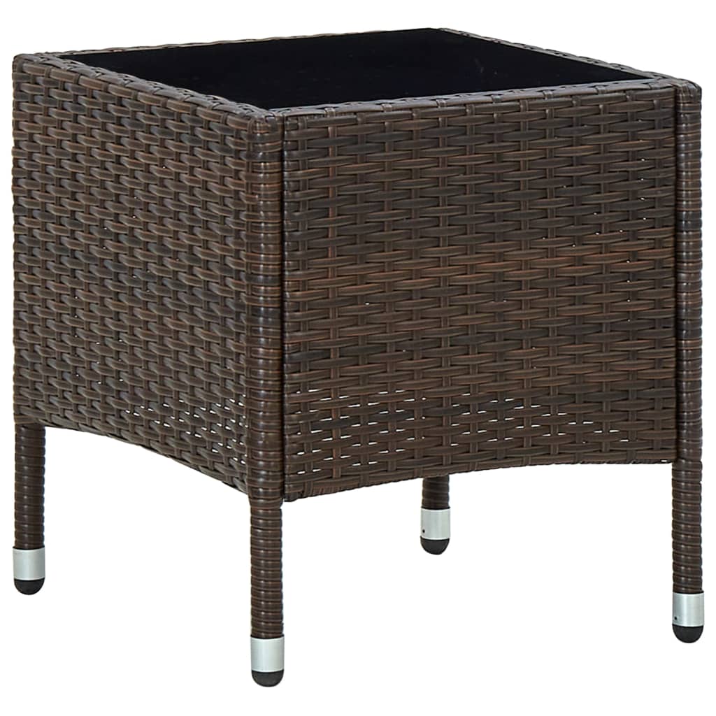 Outdoor Patio Poly Rattan Garden Side Coffee Table With Glass Top Outside Tables - Bargainia.com - 
