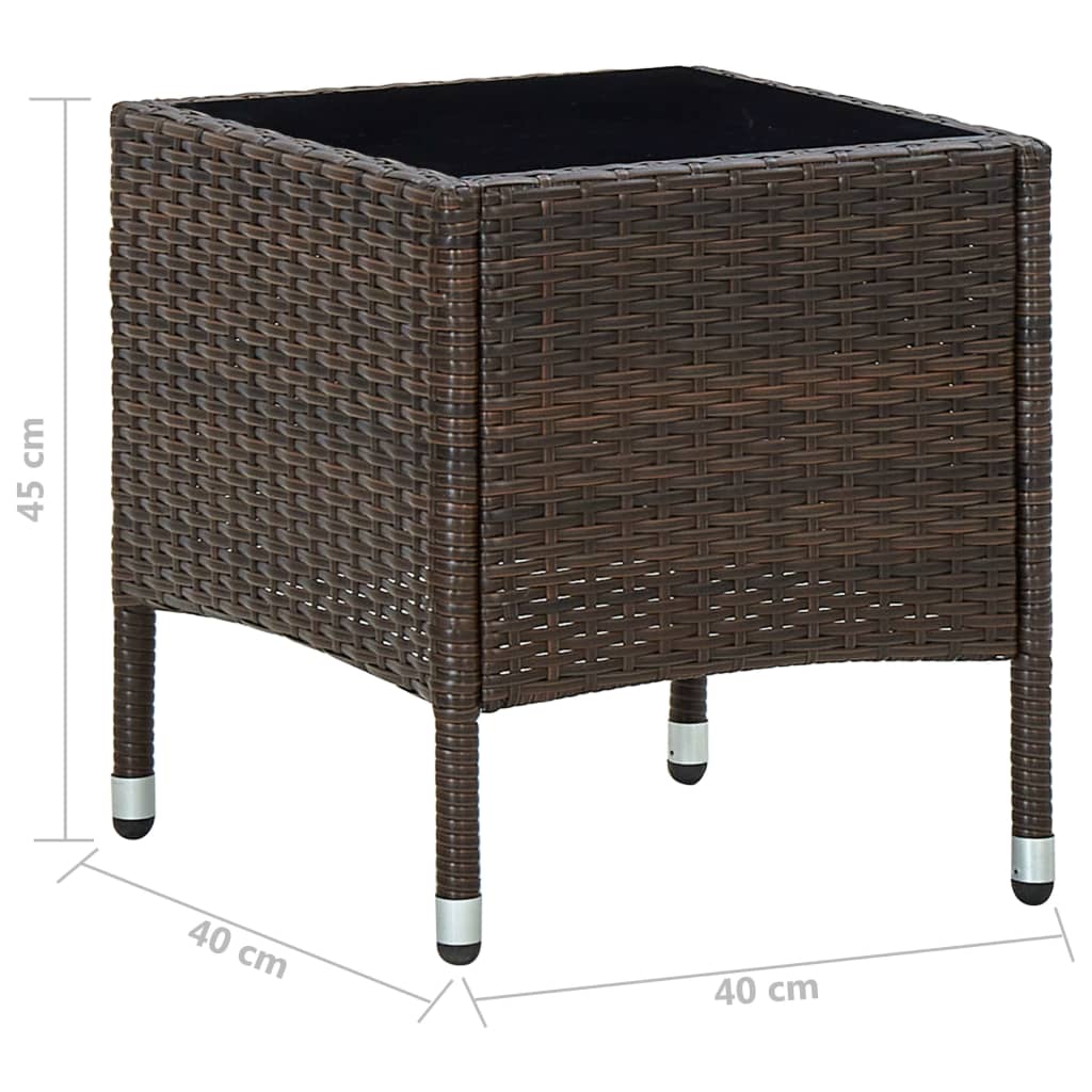 Outdoor Patio Poly Rattan Garden Side Coffee Table With Glass Top Outside Tables - Bargainia.com - 8719883855844 - 45900