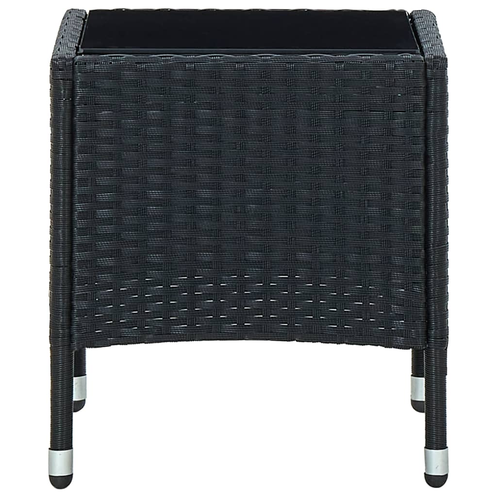Outdoor Patio Poly Rattan Garden Side Coffee Table With Glass Top Outside Tables - Bargainia.com - 8719883855851 - 45901