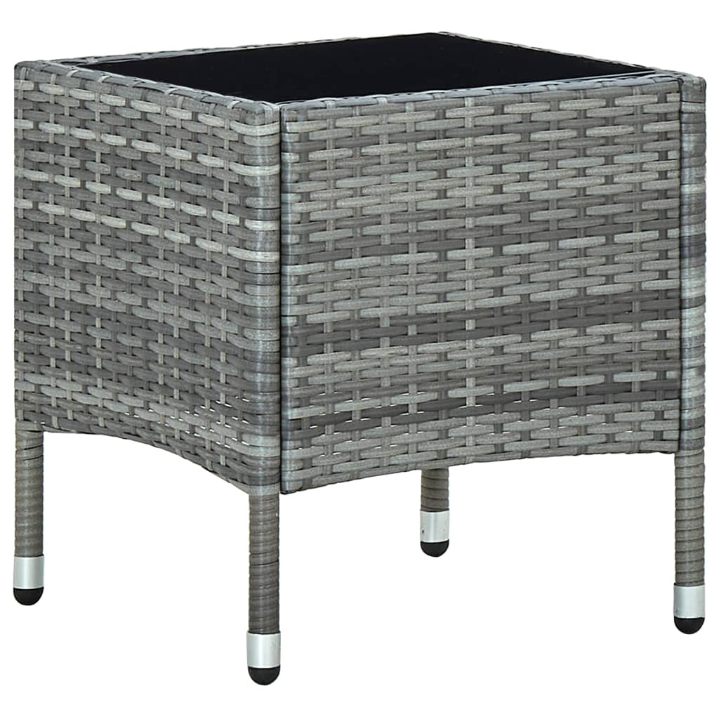 Outdoor Patio Poly Rattan Garden Side Coffee Table With Glass Top Outside Tables - Bargainia.com - 8719883855868 - 45902