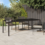 Outdoor Patio Poly Rattan Large 6 Person Garden Dining Table With Glass Top - Bargainia.com - 