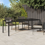 Outdoor Patio Poly Rattan Large 6 Person Garden Dining Table With Glass Top - Bargainia.com - 