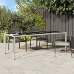 Outdoor Patio Poly Rattan Large 6 Person Garden Dining Table With Glass Top - Bargainia.com - 