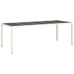 Outdoor Patio Poly Rattan Large 6 Person Garden Dining Table With Glass Top - Bargainia.com - 