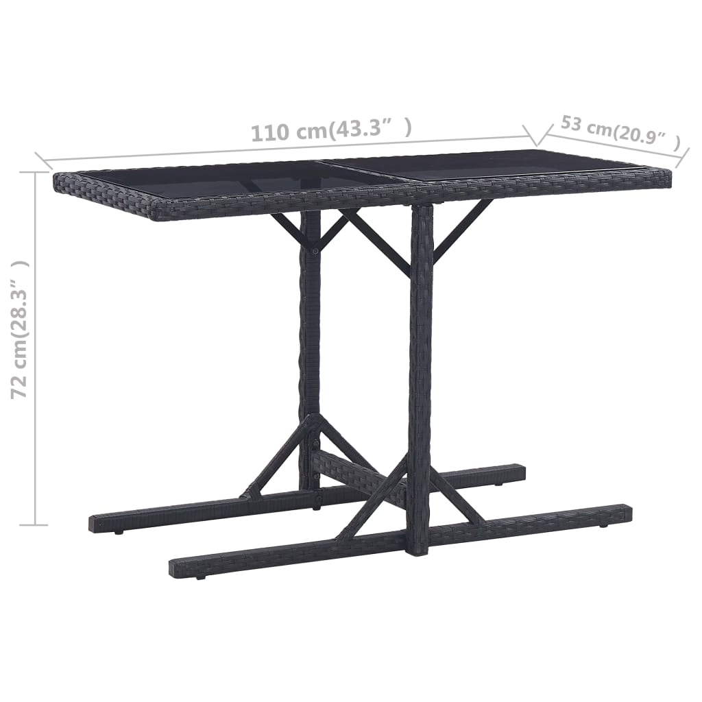 Outdoor Patio Poly Rattan Rectangular Garden Dining Balcony Table With Glass Top - Bargainia.com - 8719883755380 - 46452