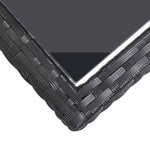 Outdoor Patio Poly Rattan Rectangular Garden Dining Balcony Table With Glass Top - Bargainia.com - 