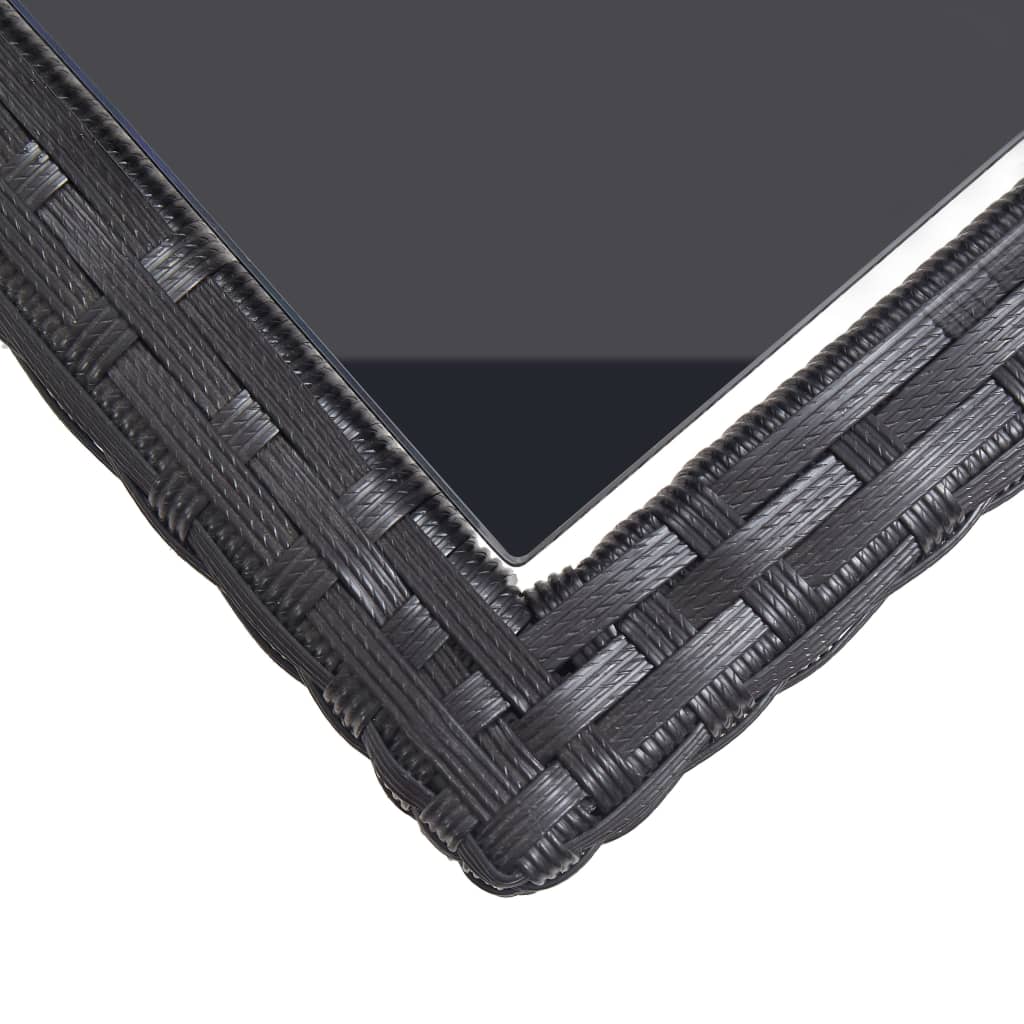 Outdoor Patio Poly Rattan Rectangular Garden Dining Balcony Table With Glass Top - Bargainia.com - 8719883755380 - 46452