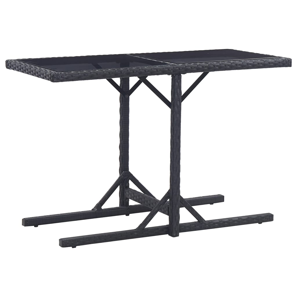 Outdoor Patio Poly Rattan Rectangular Garden Dining Balcony Table With Glass Top - Bargainia.com - 8719883755380 - 46452