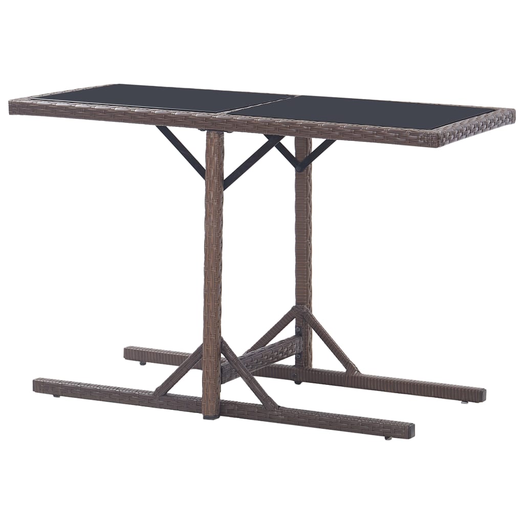 Outdoor Patio Poly Rattan Rectangular Garden Dining Balcony Table With Glass Top - Bargainia.com - 8719883755397 - 46453