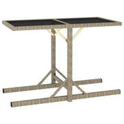 Outdoor Patio Poly Rattan Rectangular Garden Dining Balcony Table With Glass Top - Bargainia.com - 8719883755403 - 46454