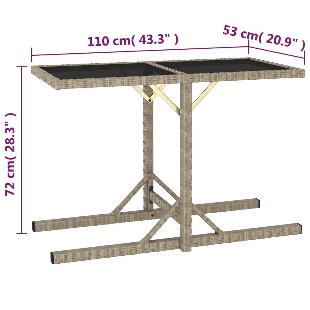 Outdoor Patio Poly Rattan Rectangular Garden Dining Balcony Table With Glass Top - Bargainia.com - 