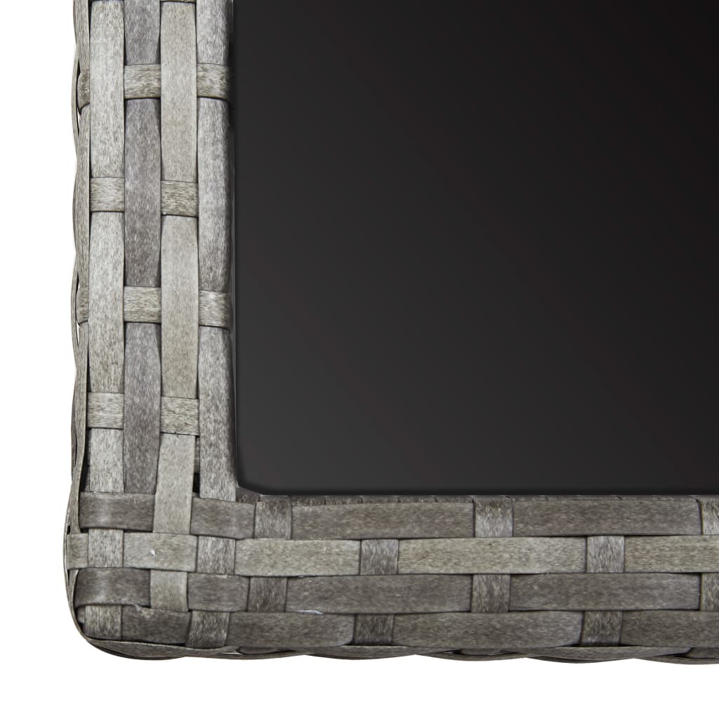 Outdoor Patio Poly Rattan Rectangular Garden Dining Balcony Table With Glass Top - Bargainia.com - 