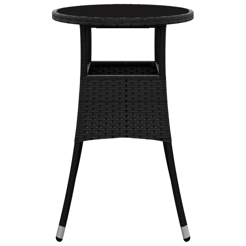 Outdoor Patio Poly Rattan Round Garden Bistro Table With Glass Top Outside Tables - Bargainia.com - 8720286089750 - 310598