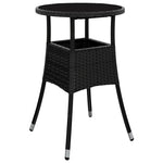 Outdoor Patio Poly Rattan Round Garden Bistro Table With Glass Top Outside Tables - Bargainia.com - 