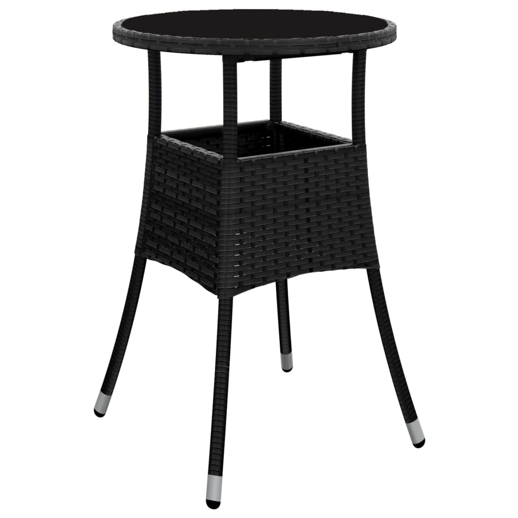 Outdoor Patio Poly Rattan Round Garden Bistro Table With Glass Top Outside Tables - Bargainia.com - 