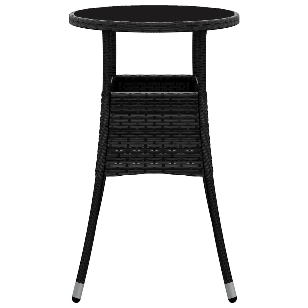 Outdoor Patio Poly Rattan Round Garden Bistro Table With Glass Top Outside Tables - Bargainia.com - 8720286089750 - 310598