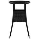 Outdoor Patio Poly Rattan Round Garden Bistro Table With Glass Top Outside Tables - Bargainia.com - 