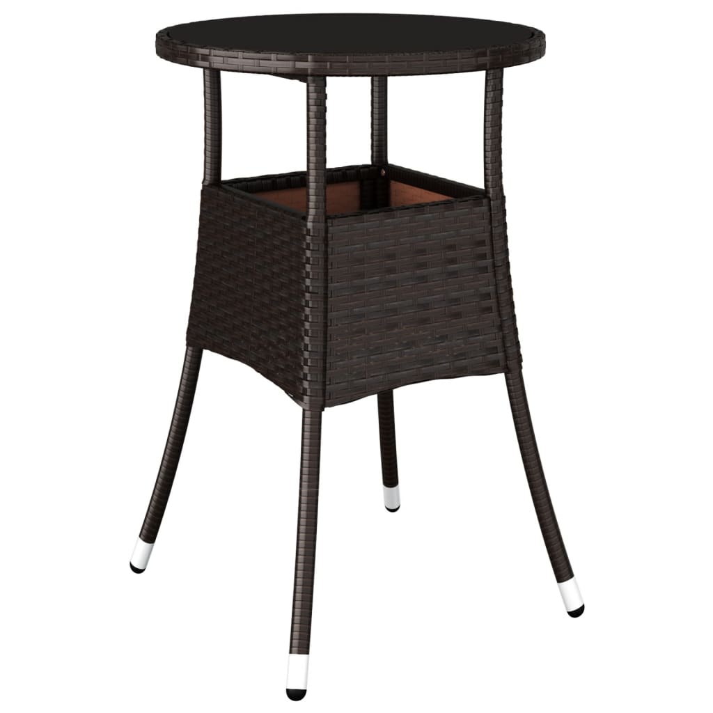 Outdoor Patio Poly Rattan Round Garden Bistro Table With Glass Top Outside Tables - Bargainia.com - 8720286089767 - 310599
