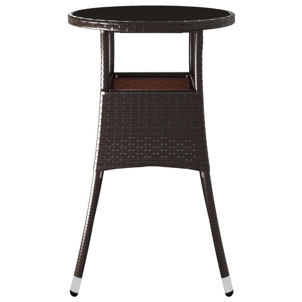 Outdoor Patio Poly Rattan Round Garden Bistro Table With Glass Top Outside Tables - Bargainia.com - 8720286089767 - 310599