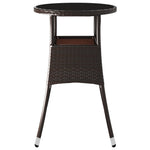 Outdoor Patio Poly Rattan Round Garden Bistro Table With Glass Top Outside Tables - Bargainia.com - 
